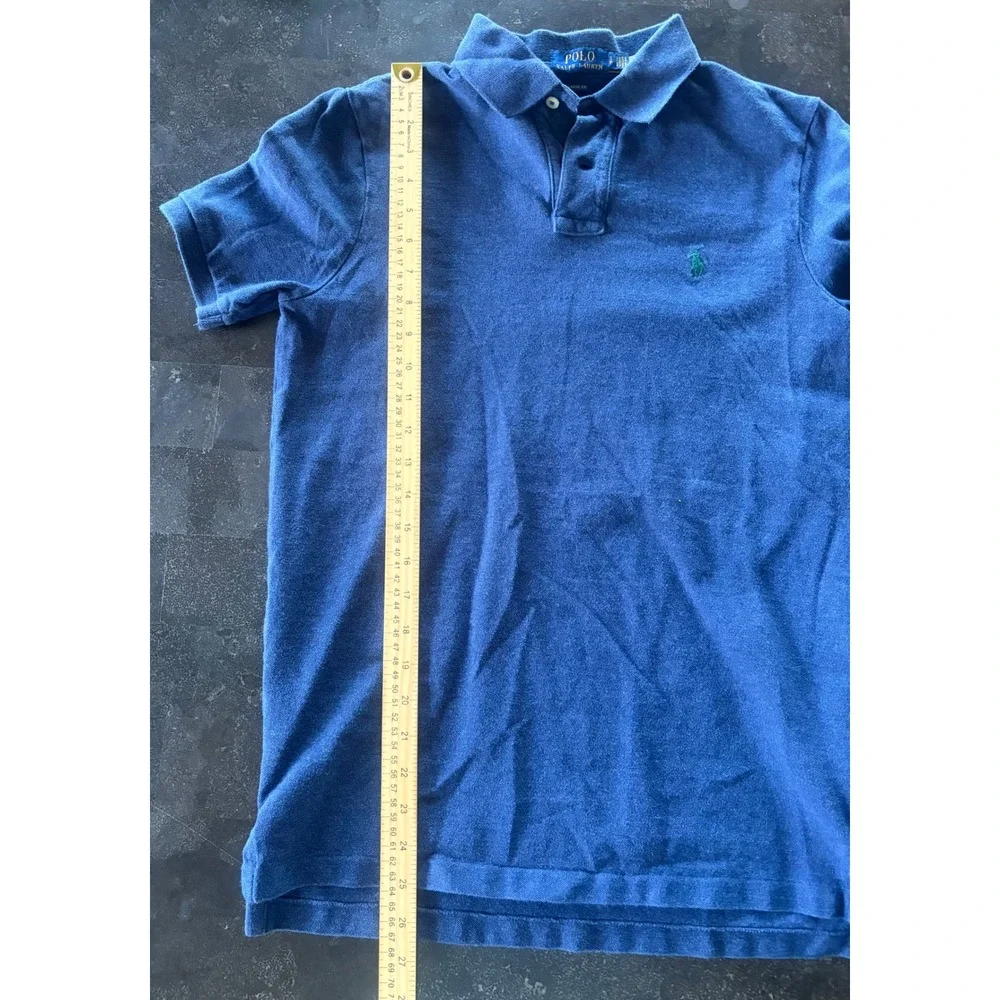 Polo Ralph Lauren Shirt Mens S Classic Fit Navy Blue Cotton Pique Pony Polo